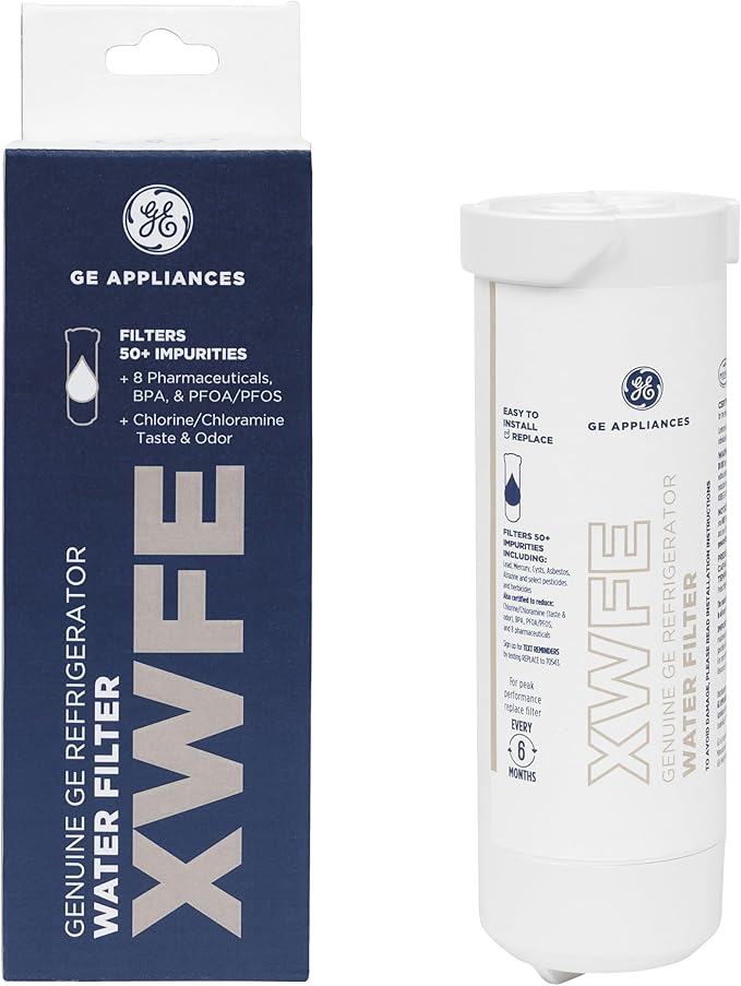 GE XWFE Genuine Refrigerator Water Filter, Replacement Filter for Select GE Refrigerators